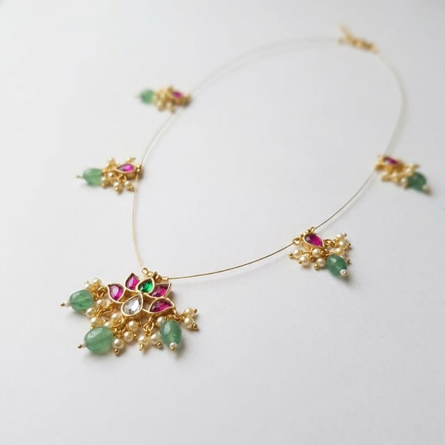 Elegant Floral Motif Micro-Gold Plated Necklace