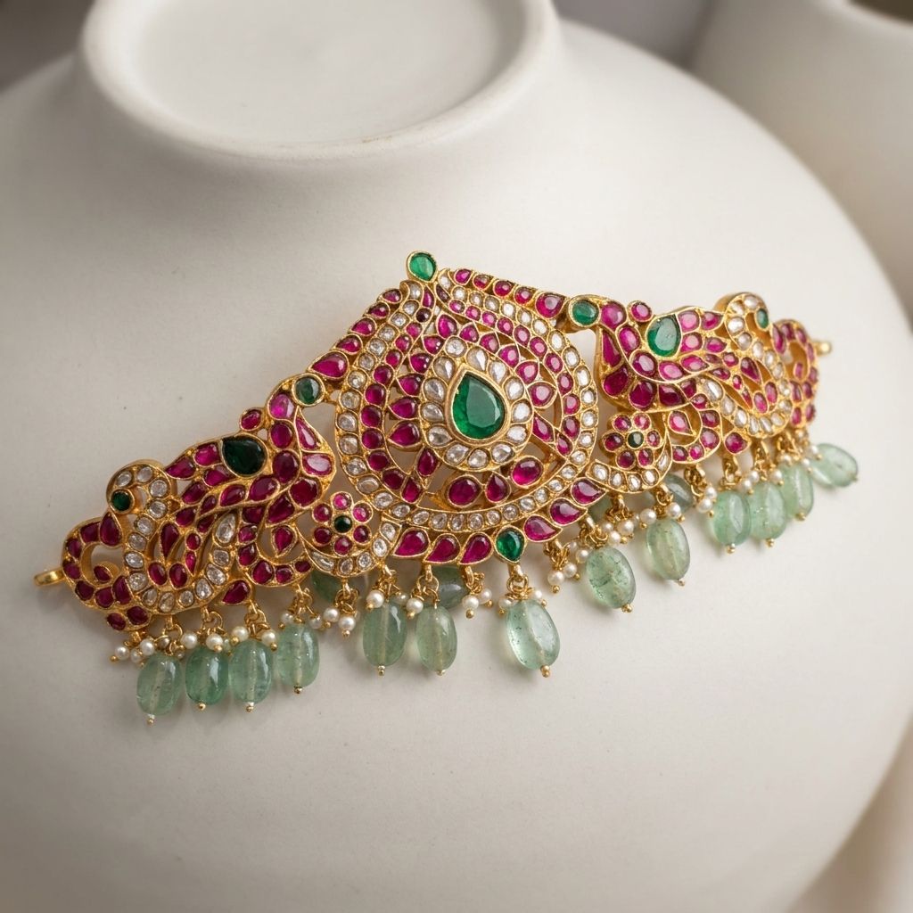 Regal Peacock Motif Choker