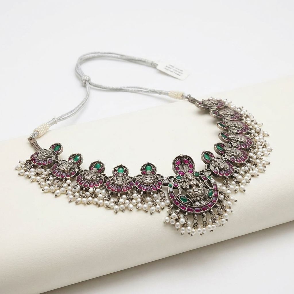Antique-Finish Lakshmi Temple Choker