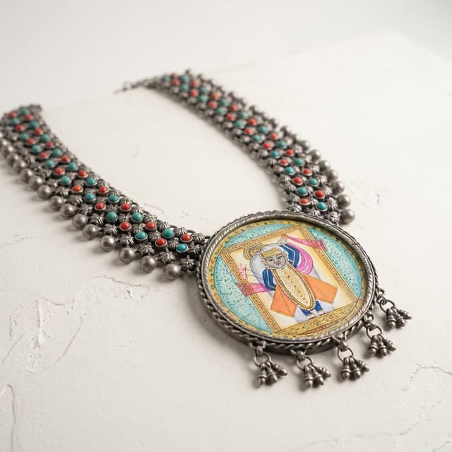 Heritage Pichwai Shrinathji Statement Necklace