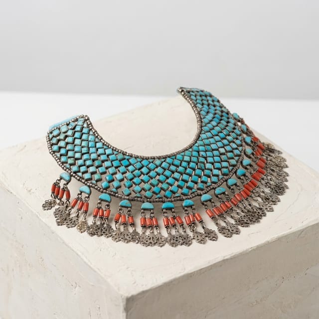 Artisan Hand-Painted Motif Statement Necklace