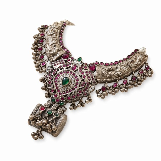 Grand Heritage Motif Oxidized Statement Necklace