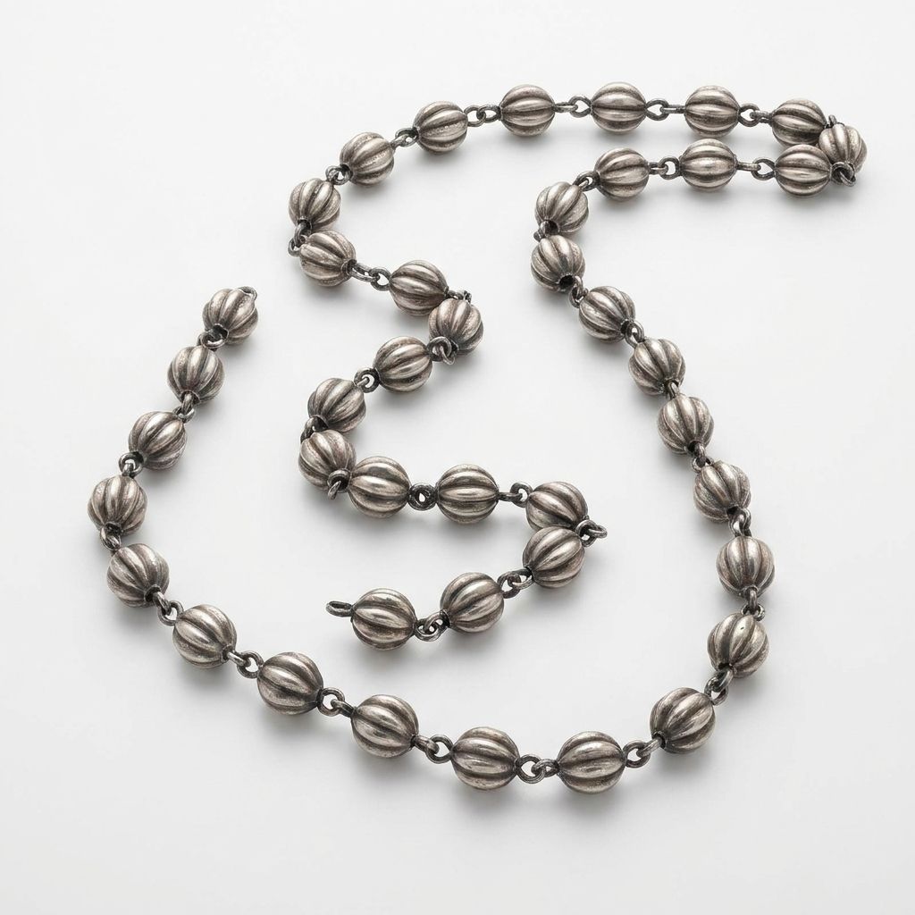 Traditional Ribbed Bead Oxidized Necklace