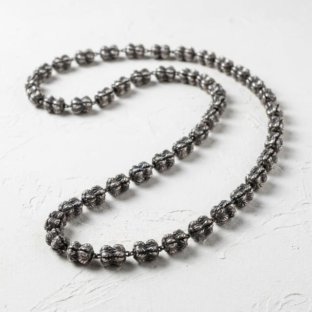 Heritage Antique Silver Floral Cluster Mala Necklace Heritage Antique Silver Floral Cluster Mala Necklace