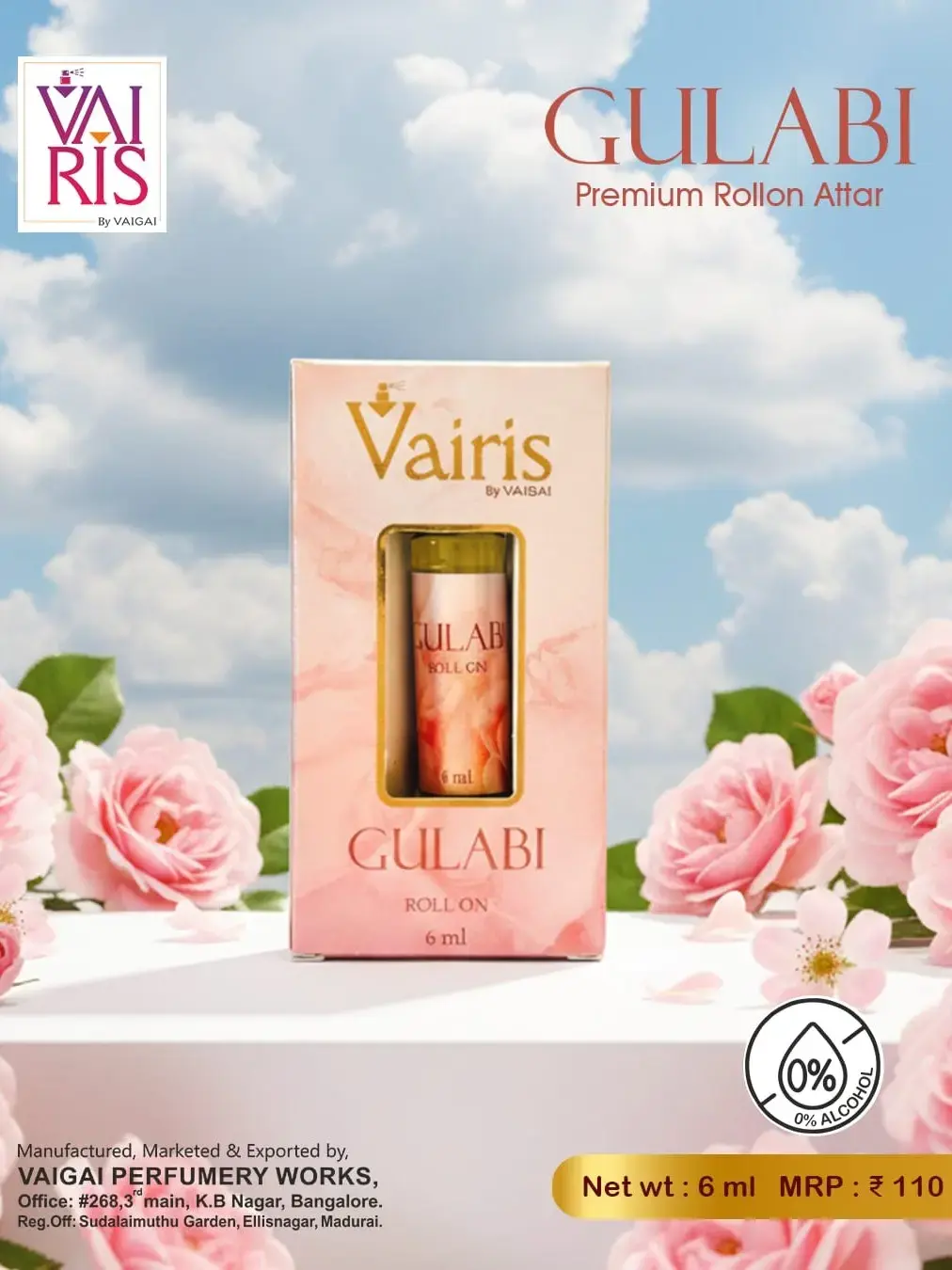 Gulabi Attar Vairis Rollon Perfume 6ml