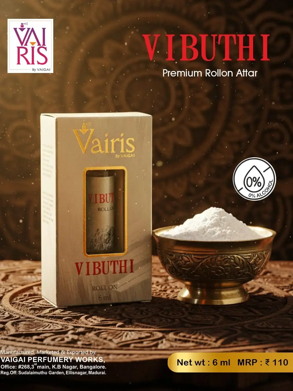 Vibuthi Attar Vairis Rollon Perfume 6ml