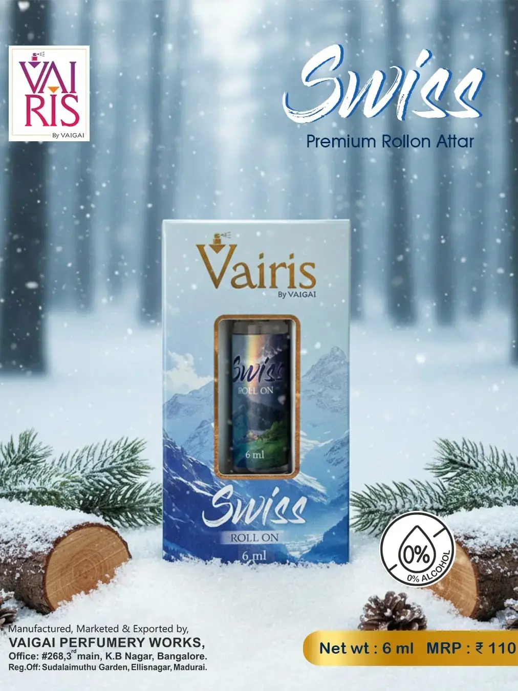 Swizz Attar Vairis Rollon Perfume 6ml