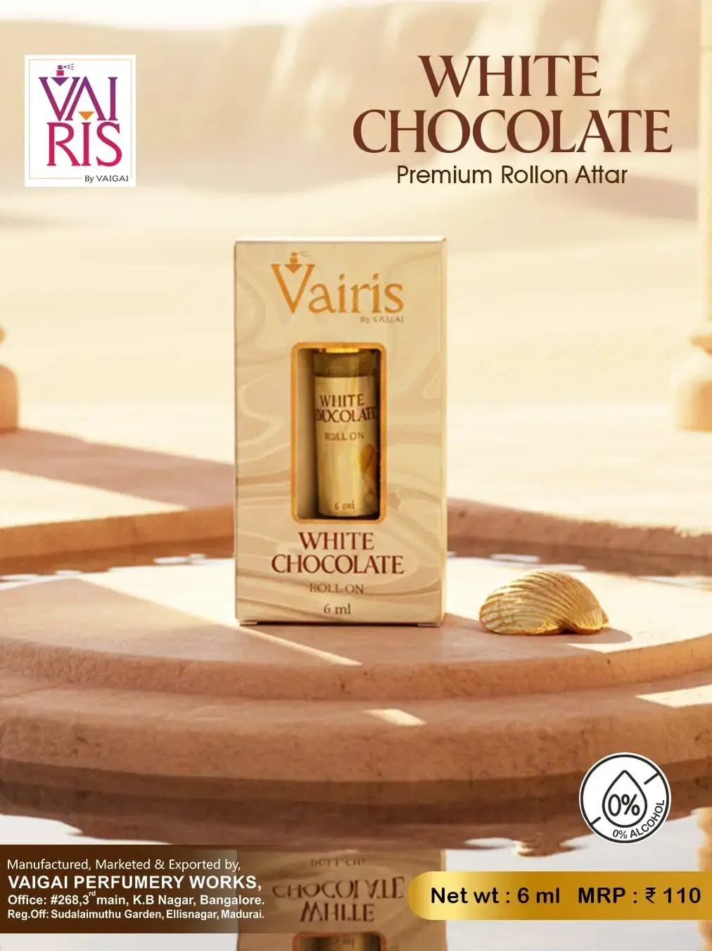 White Chocolate Attar Vairis Rollon Perfume 6ml
