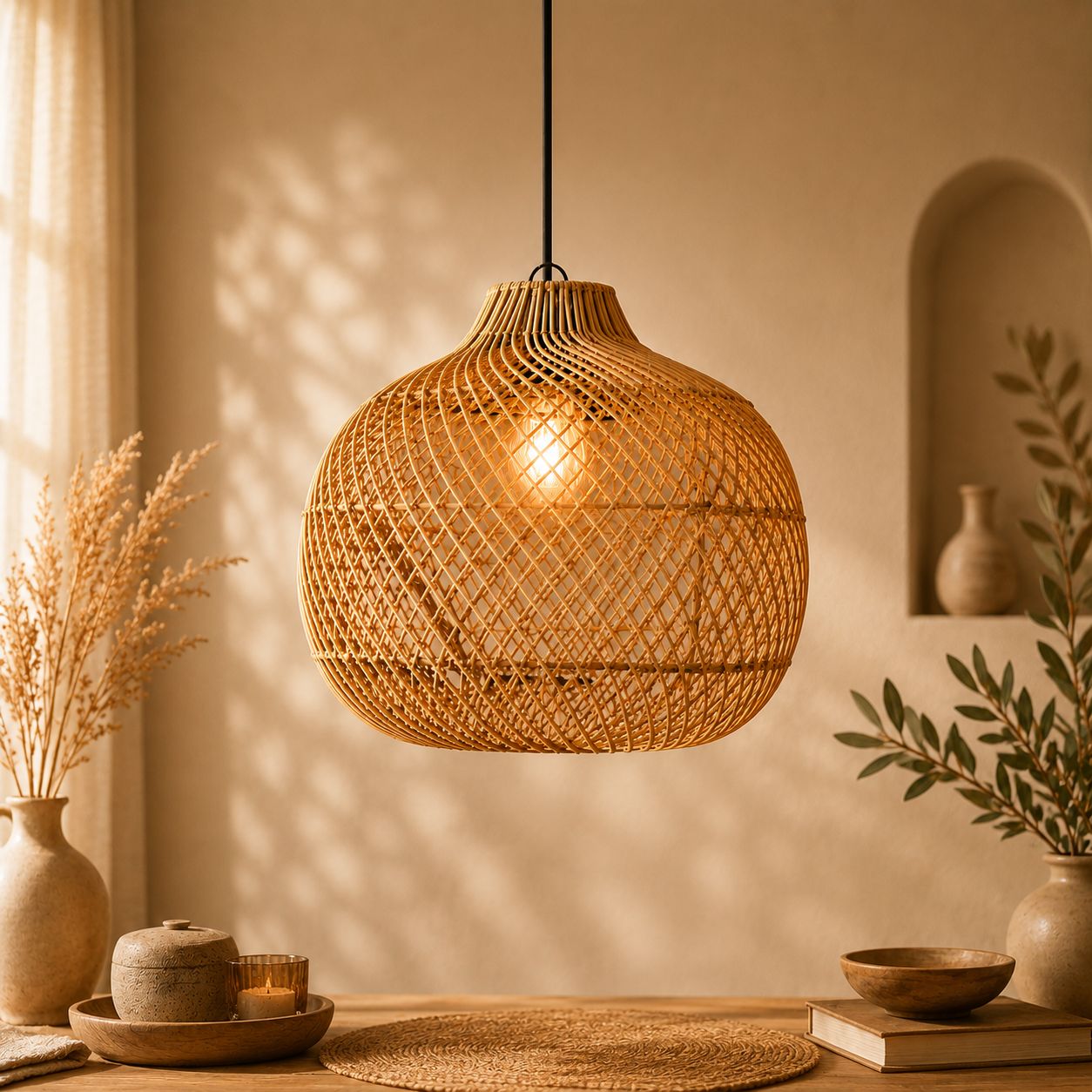 Cane lamb shade
