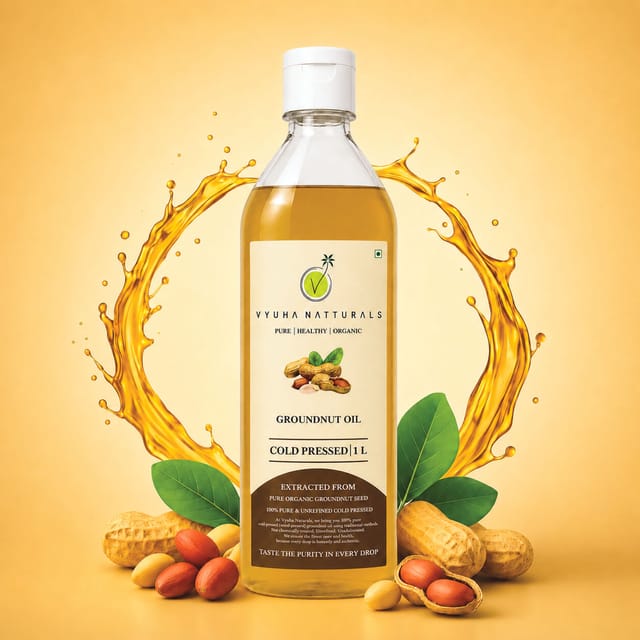 Vyuha Naturals 100% Pure & Unrefined Cold Pressed Groundnut Oil - 1L