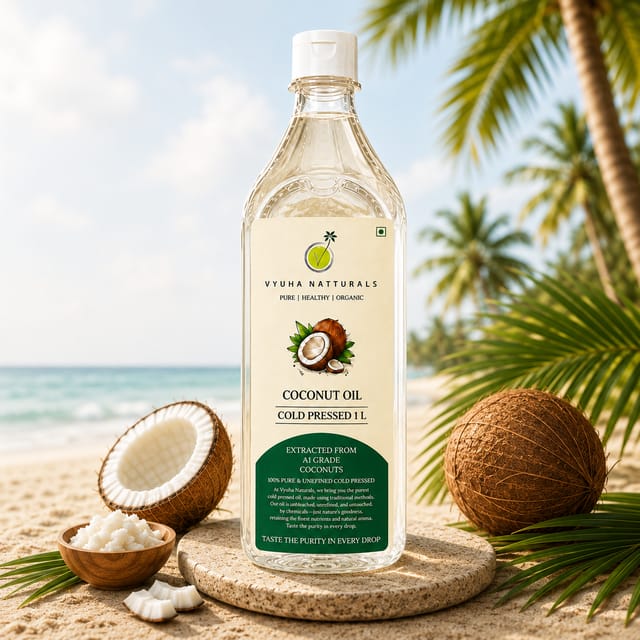 Vyuha Naturals Cold Pressed Coconut Oil 1L | 100% Pure & Unrefined Coconut Oil
