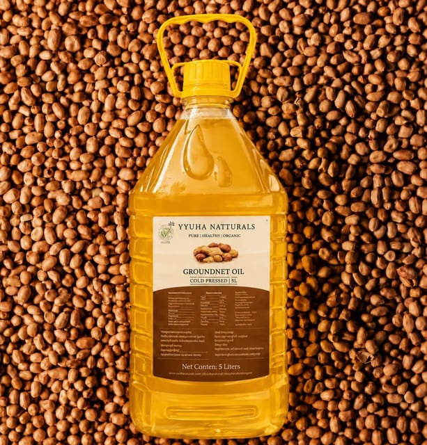 Vyuha Naturals 100% Pure & Unrefined Cold Pressed Groundnut Oil - 5L
