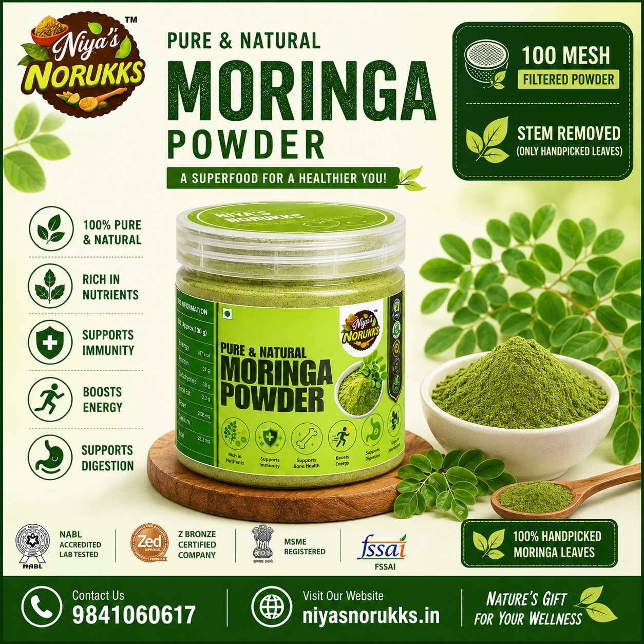 Moringa Leaf Powder – Stem-Free