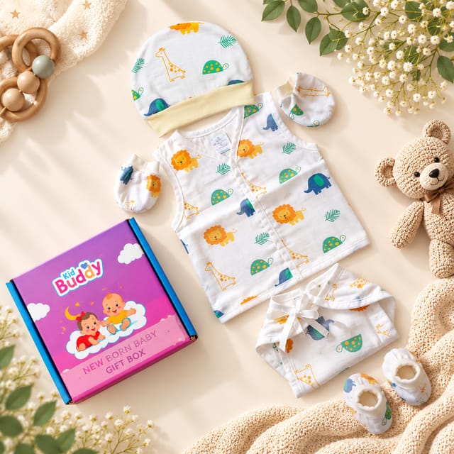 KID BUDDY Organic Muslin Cotton Baby Gift Set