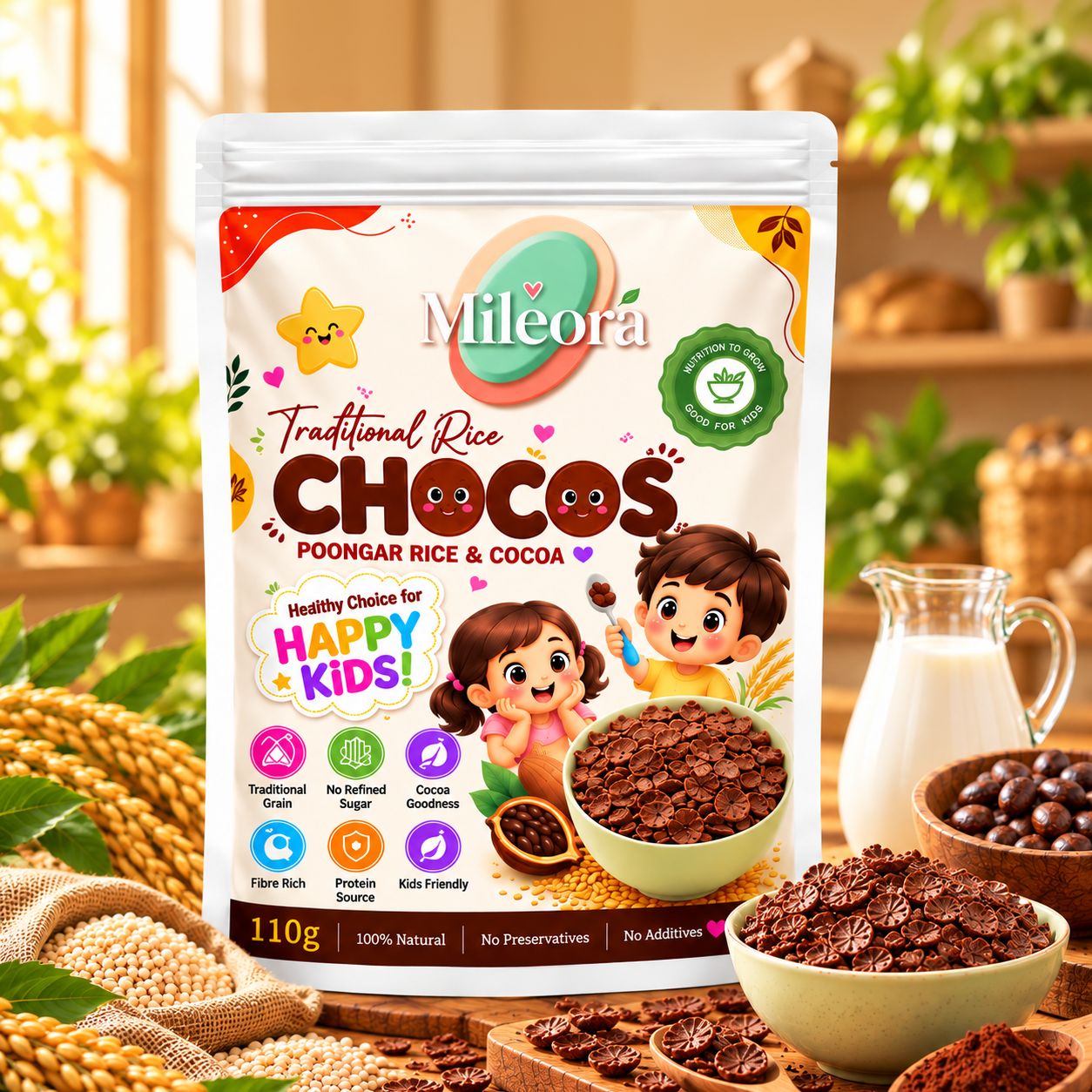 Poongar Rice & Cocoa Chocos for Kids | Mileora Traditional Rice Chocos